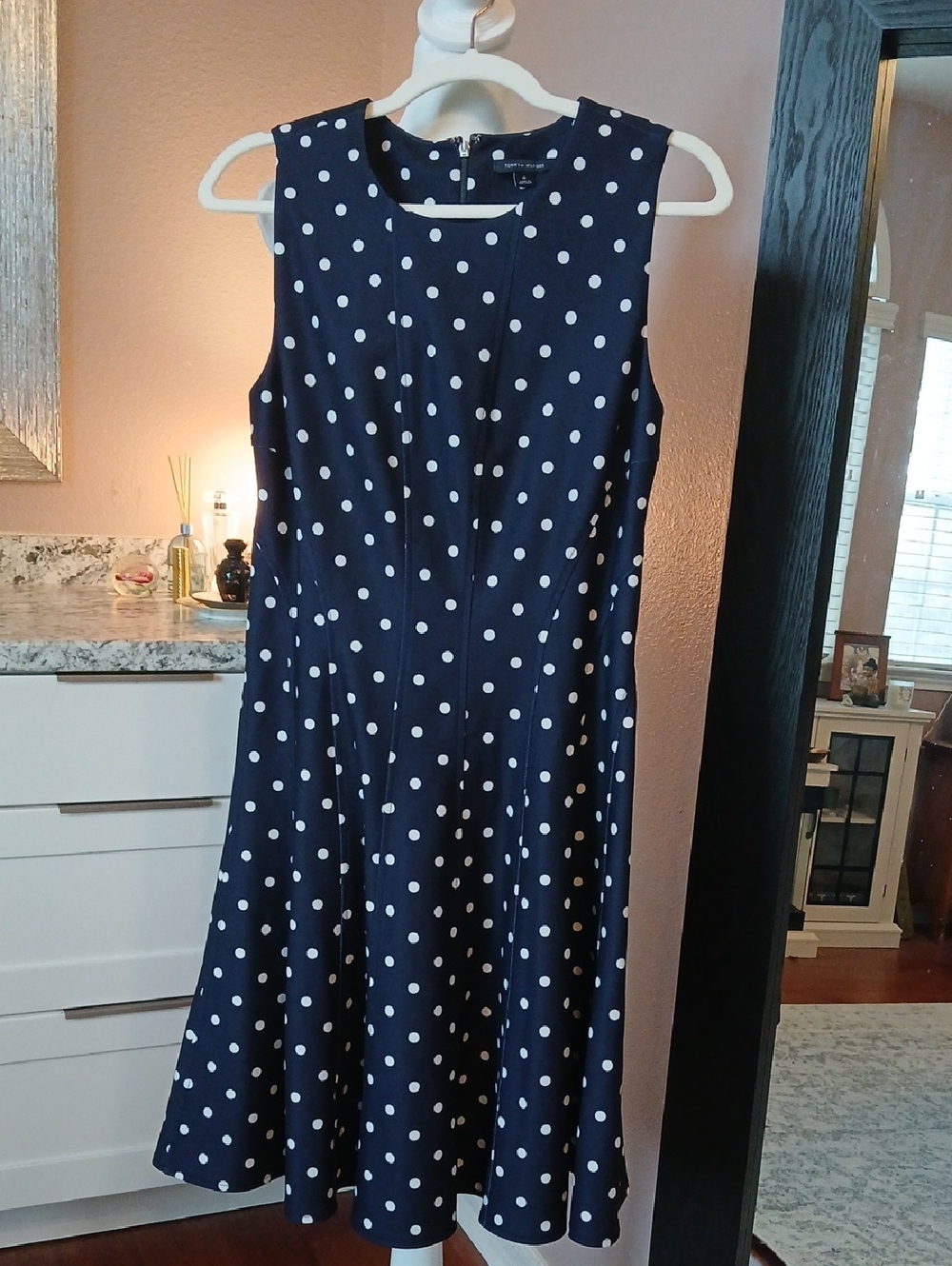 Tommy Hilfiger Dress Polka Dots Navy & White